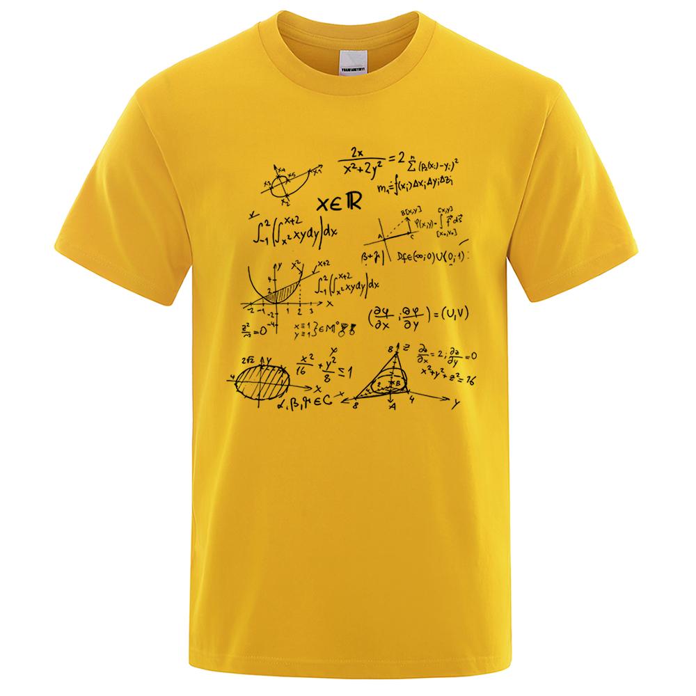

Mathematical Fashion T-Shirts Men Breathable Sweat T Shirts Summer Oversize Clothing Loose 100% Cotton Loose Mens Shirt XXXL жёлтый