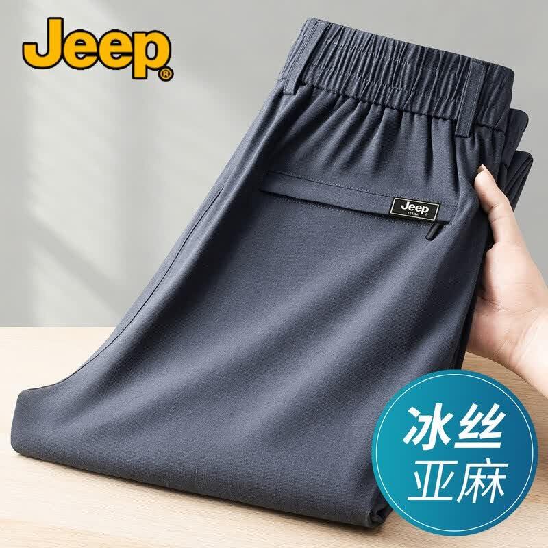 

JEEP Men s Summer Ice Silk Linen Straight Casual Pants L