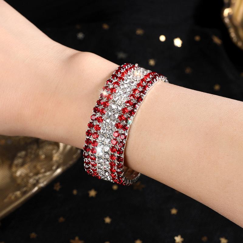 Multi-Row Rhinestone Bracelet Bride Multi-Layer Elastic Crystal Full Diamond Bracelet Women