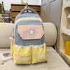 Schoolbag Backpack Large Capacity Contrasting Color Matching Cute Dopamine Backpack Leisure Korean Junior High School Campus Schoolbag Wholesale