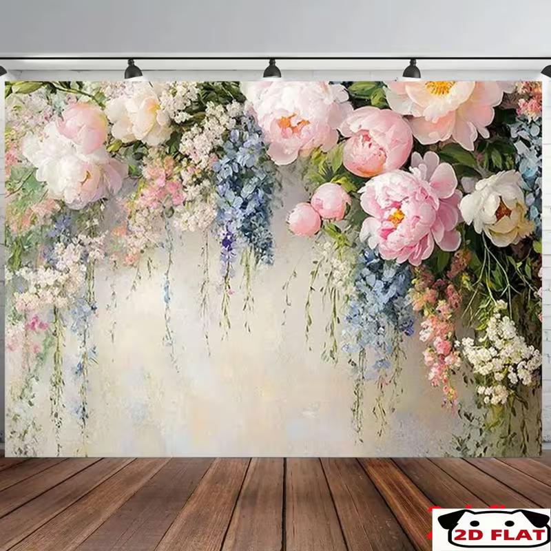 

2D Enchanted Peony & Hydrangea Backdrop Aesthetic Floral Photography Prop 47.2x31.5inch/120*80cm