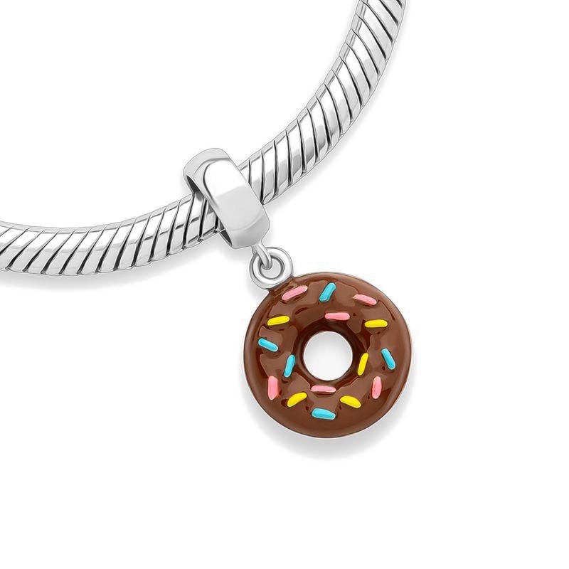 Sweet Cute Donut Burger Ice Cream Cake Charm Bead Copper Compatible Original Bracelet Pendant Diy Women'S Jewelry Making