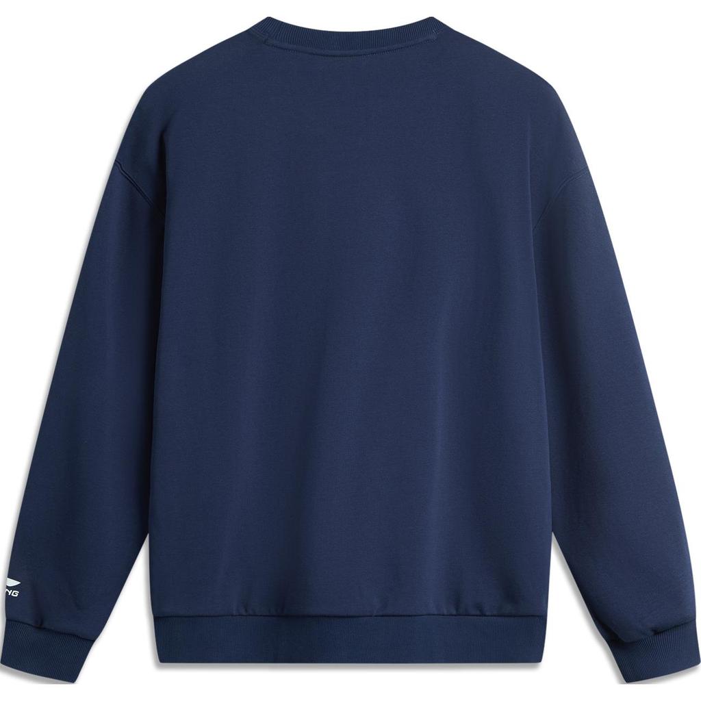 Li Ning Sports Lifestyle Series Pullover Long Sleeve Round Neck Drop Shoulder Sweatshirt Unisex Sweatshirt Deep-Navy AWDUB69-6