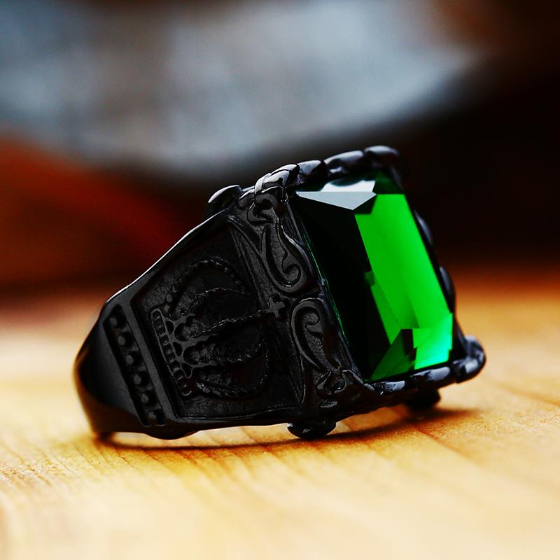 New Store 316L Stainless Steel High Quality Gem Ring Lots Vintage Fria Men's Ring with Colorful Stones Jewelry