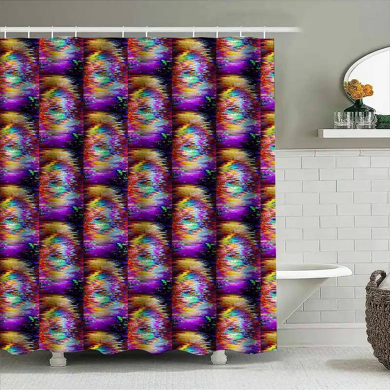 Vivid Pixel Art Shower Curtain Modern Abstract Geometric Bathroom Decor Backdrop Waterproof Washable Home Textile