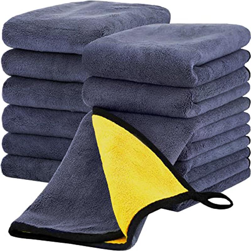 1/3/5pcs Microfiber Cleaning Towel Thicken Soft Drying Cloth Car Body Washing Wipe Rag Towels Double Layer Clean Rags 30/40/60cm