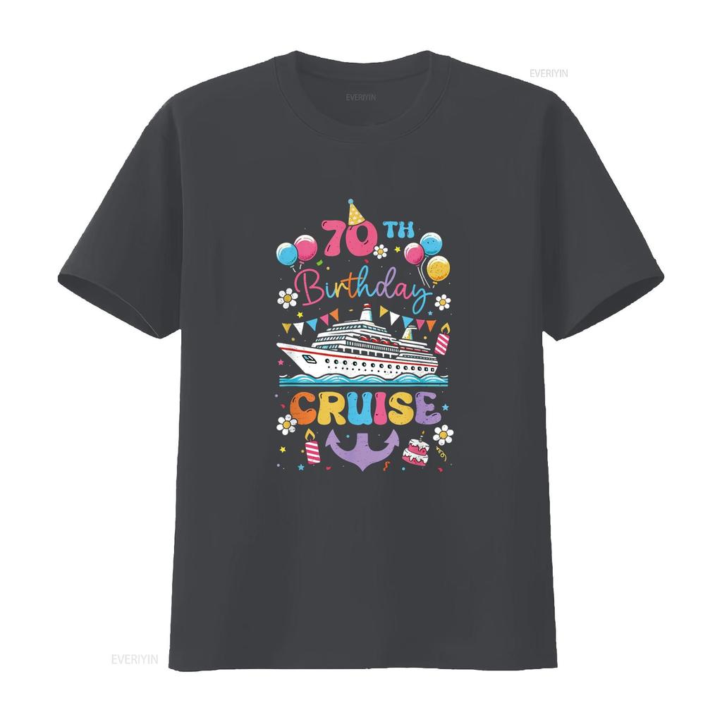 70th Birthday Cruise 70 Years Old Cruising Crew T Shirt vintage Washed Breathable Casual homme Stylish Unisex Stretched