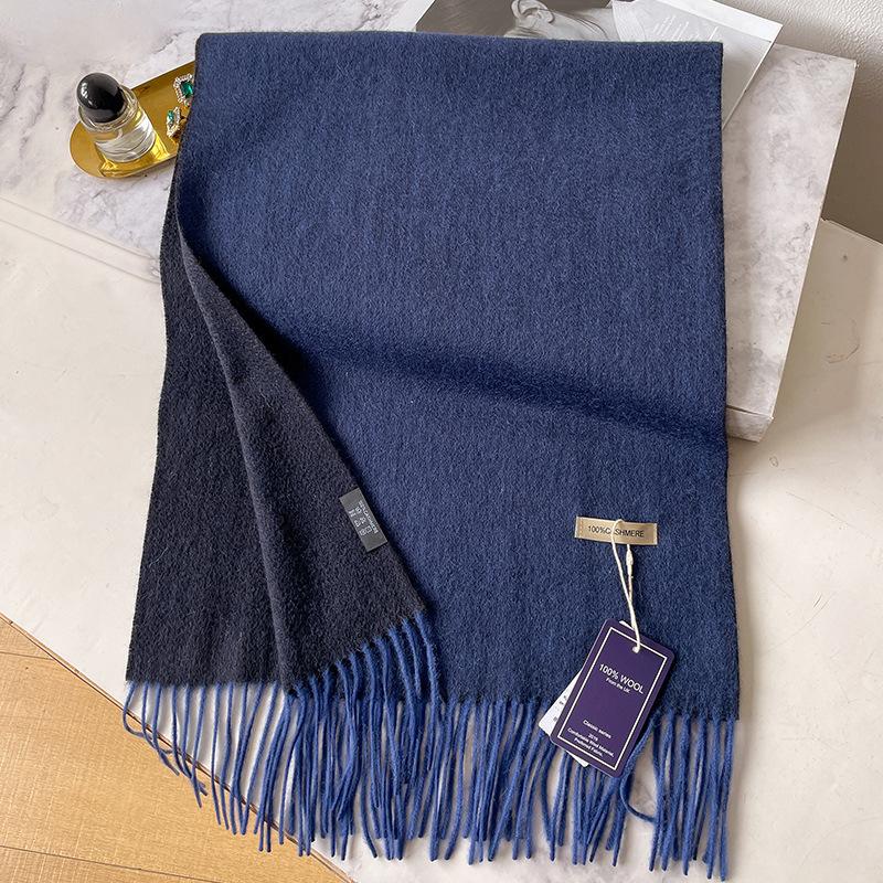Cashmere scarf men's and women's winter double-sided high-end water ripple shawl high-end gift