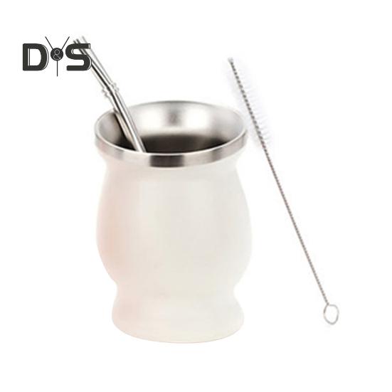 Yerba Mate Tassen-Set, doppelwandige Tasse aus Edelstahl in Kürbisform mit Bombilla-Teetassen-Reinigungsbürste, Antioxidantienreiches Energieschub-Tee-Set