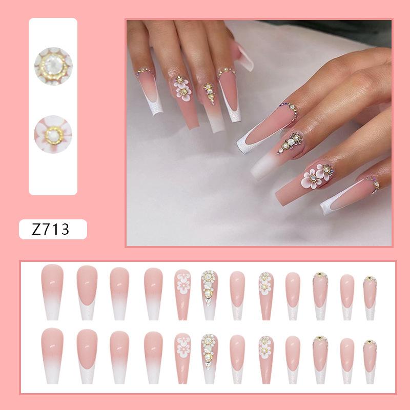 

Fashion pile drill gradual change French ballet European and American babes ins wind fake nails wear nail