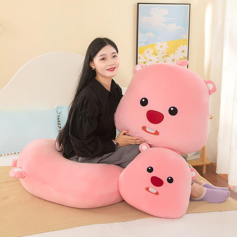 Loopy Miniso Peripheriegerät Neues Biber Kissen Plüschtier Sofakissen Nickerchenkissen Kawaii Bestes Geschenk für Weihnachten und Neujahr