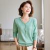 New Fashionable Mother Short-sleeved Top Middle-aged Women's Sweater Stand Collar Long-sleeved Women's Shirt Mother-in-law Base Shirt