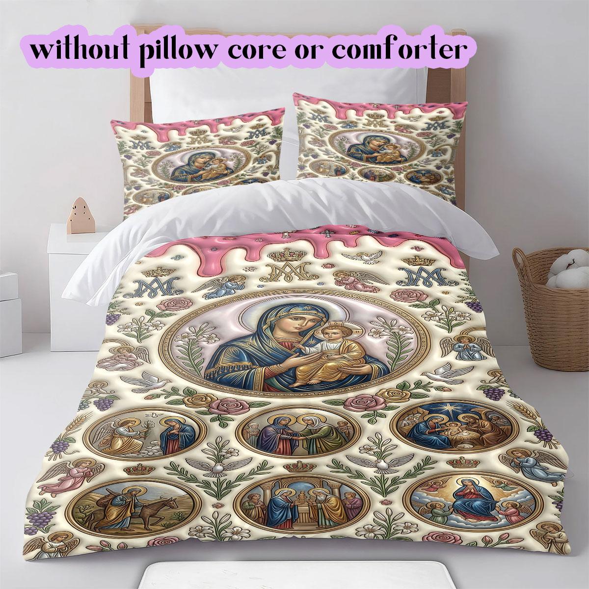 

Our Lady Pattern Bedding,Quilt Set Quilt Cover Pillowcase Home Birthday Gift (1*duvet cover+2*pillowcase,without core) 135x200cm