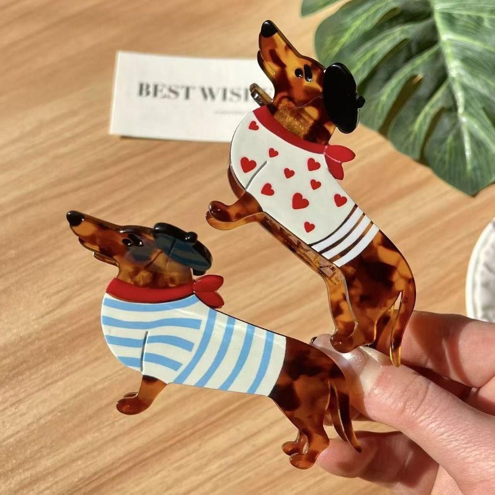 Fashion Animals Dachshund Hair Claw Large Puppy Cartoon Hairpin Geometry Shark Clip Sausage Dog Hair Clip Hair Accessories