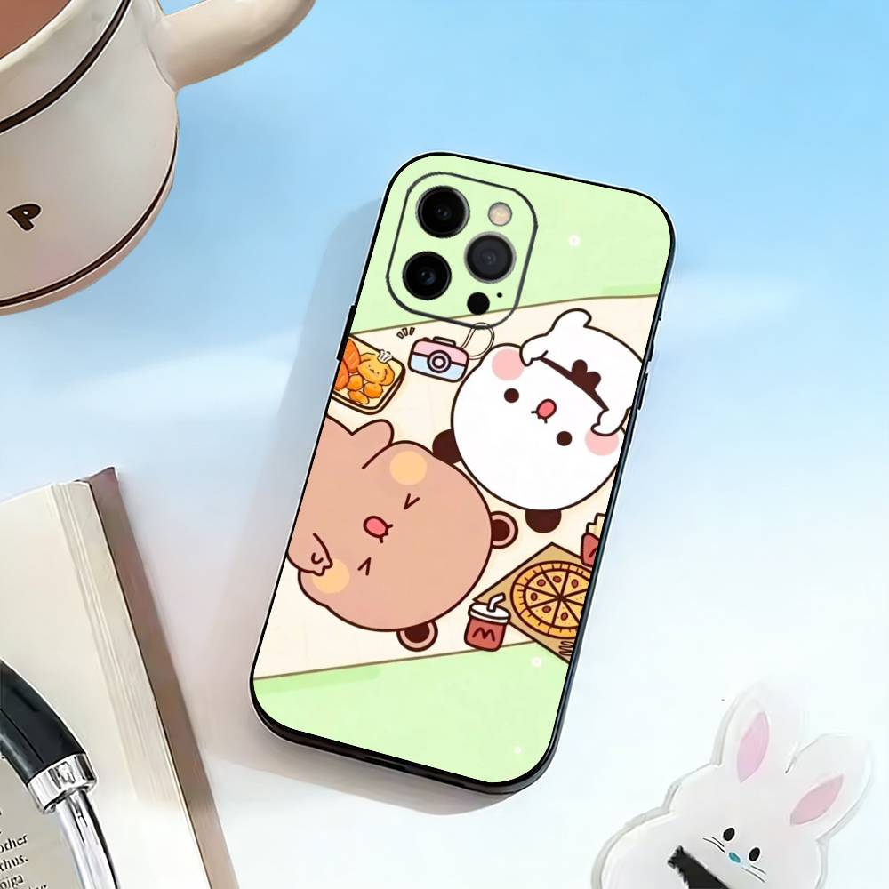 

Cute BuBu-DuDu Du Phone Case For iPhone 17,16,15,14,13,12,11 Plus,Pro Max,XS,Soft Silicone Black Cover iPhone14Pro