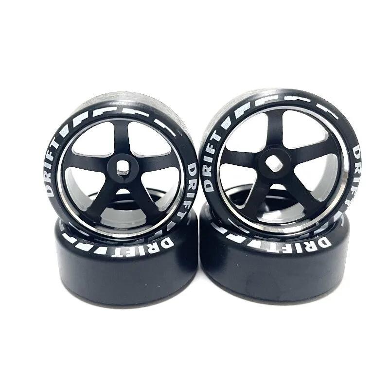 4pcs/set alloy rc wheel rim+ drift tire for 1/28 Wltoys K969 K989 P929 kyosho rally model car upgraded part