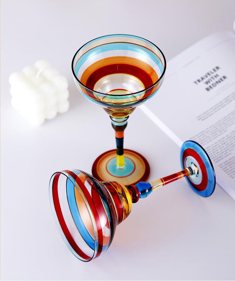 Hand-Painted High-Stem Margarita Glass for Cocktails