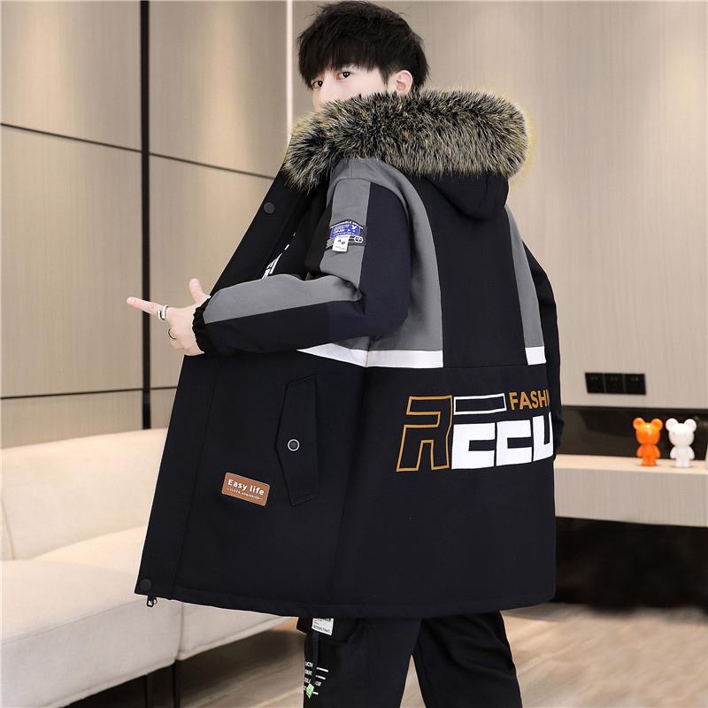 

Fashion 2025 Winter Men s Warm Mid-Length Hooded Fleece Jackets Outwear Thicken Plush Coats Youth Windproof Top Parkas Clothing 4XL(85-95KG