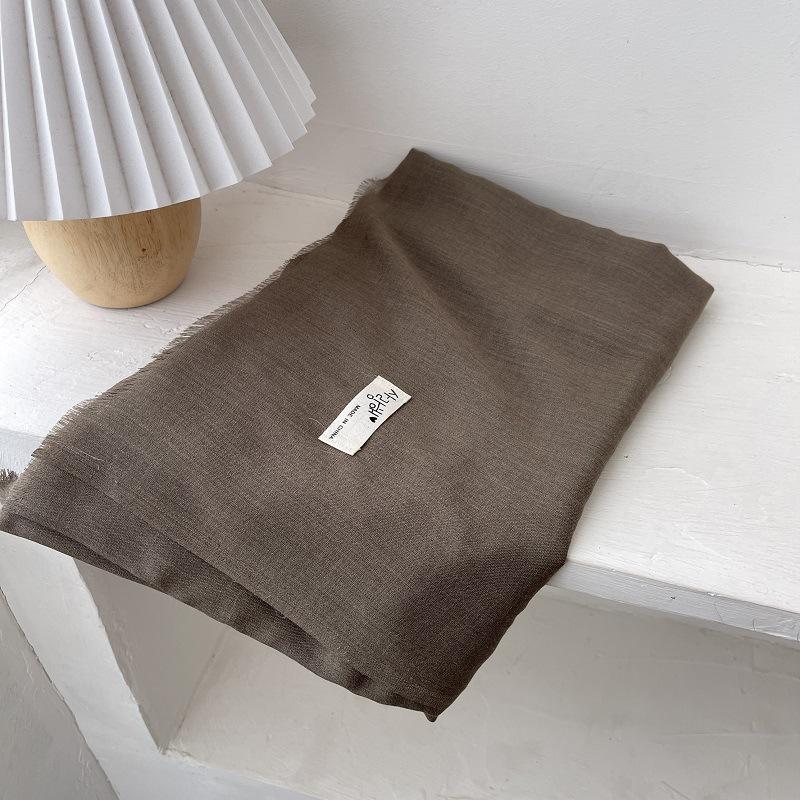Literary Cotton and Linen Solid Color Scarf Women's Shawl Summer Desert Sunscreen Sunshade Travel Long Silk Fashion Trend