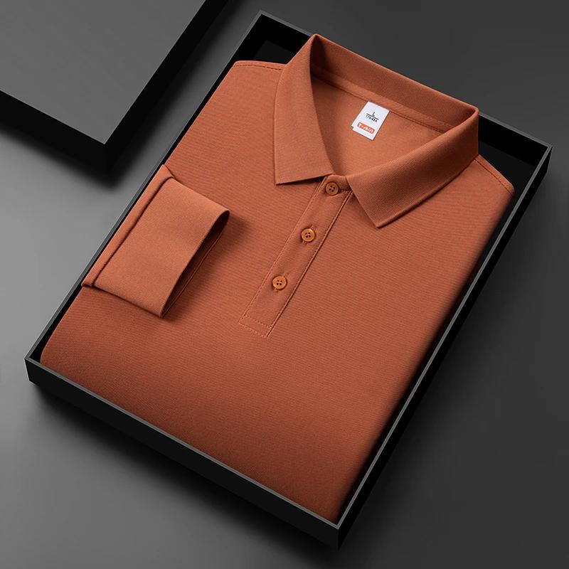 New Men'S Business Casual Long Sleeved Solid Color Polo Shirt Fashionable And Comfortable Summer Versatile Top