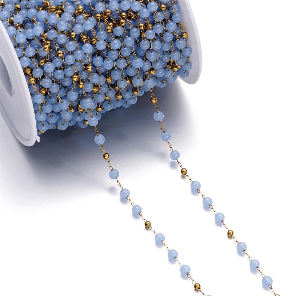 Chaîne à billes colorées œil de chat en acier inoxydable d'1 mètre pour bijoux DIY