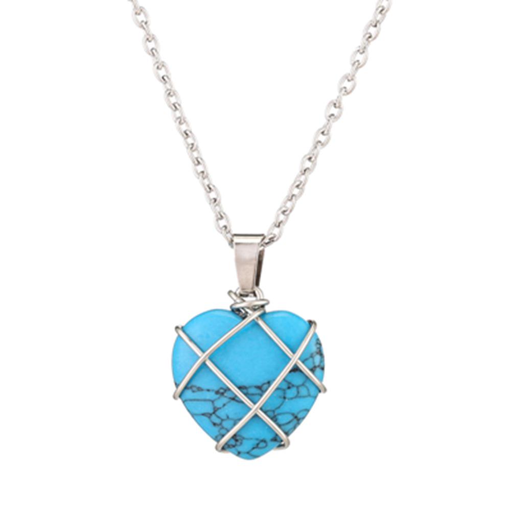 Crystal Heart Necklace with Natural Colored Gemstone Pendant - DIY Wire-Wrapped Heart Shape