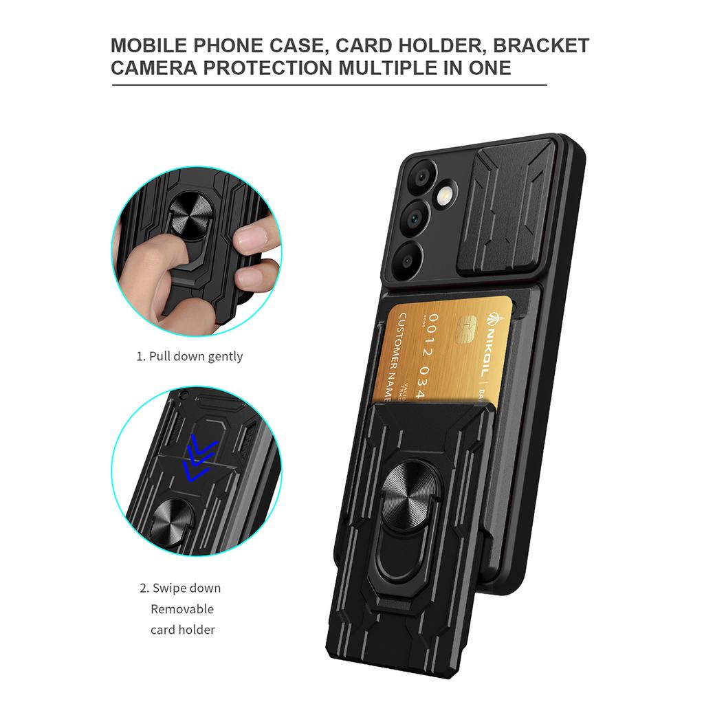 For Samsung Galaxy A16 5G/A16 4G Case PC+TPU Kickstand Phone Back Cover with Camera Slider
