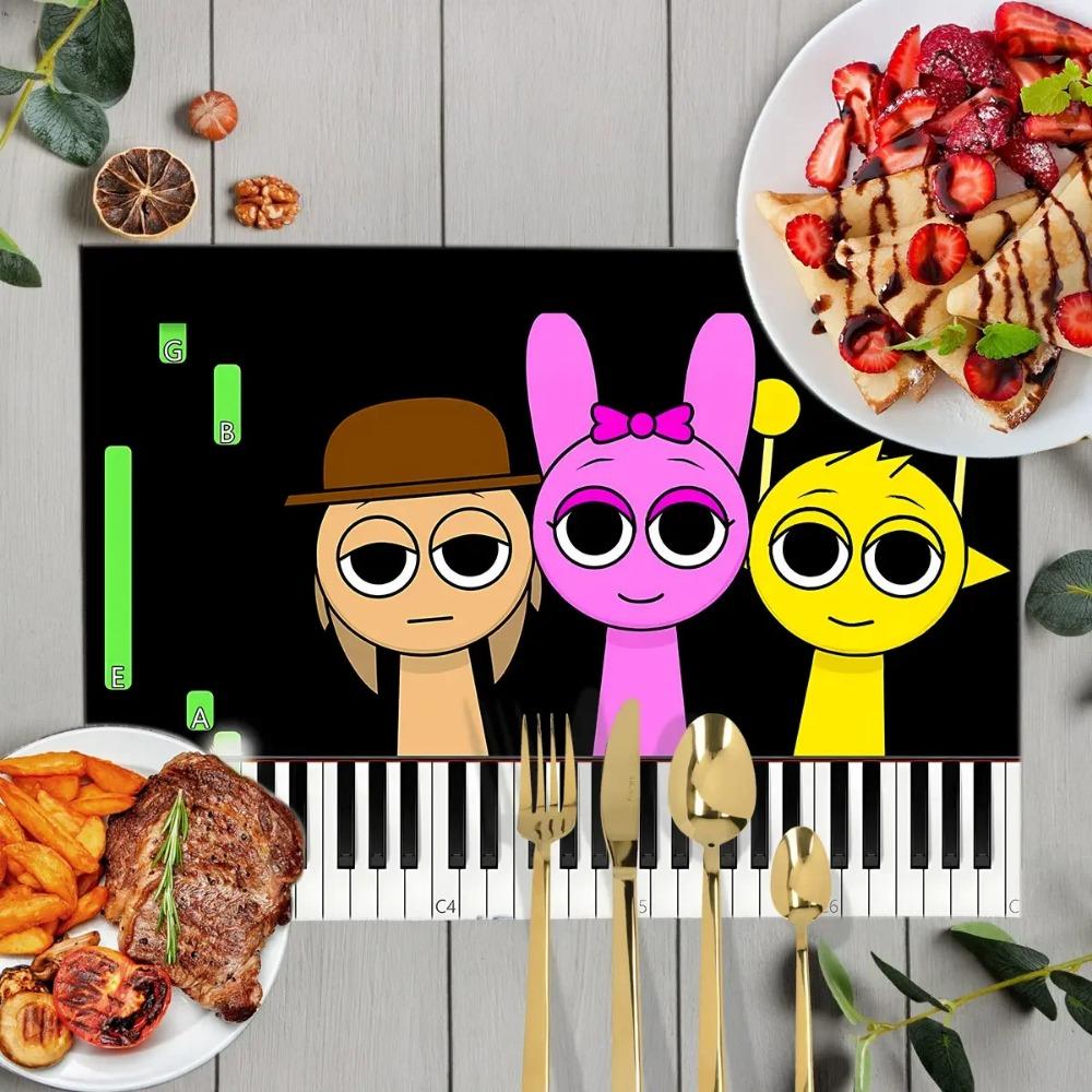 1 Stück Cartoon Sprunki Tischsets für das Essen Sprunki Incredibox Leinen Platzset Kaffeetassenuntersetzer Küchen Geschirrtrockenmatten