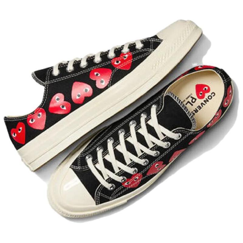 CDG Play X Converse Chuck 70 Lace-up Non-slip Durable Low-top Sneakers Unisex Black White Red