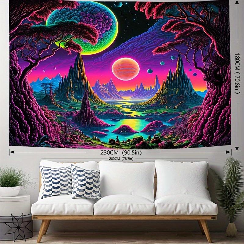 VIKAMA Alien Illusion Wandteppich Farbverlauf Illusion Wohnzimmer Schlafzimmer Bohemian Dekoration SciFi Kunst Zimmer Dekoration
