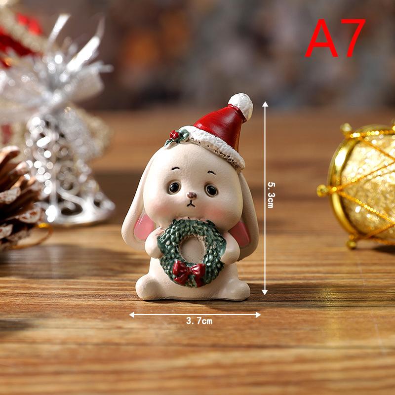 Resin Christmas Decorative Ornaments Animal Modeling Christmas Gifts Desktop Ornaments Resin Crafts Daily Gift Giving Figurines
