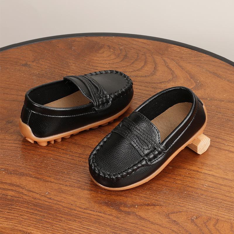 Kids' Korean Style Leather Loafers - Soft Sole, Spring/Autumn, Boys’ & Girls’ Driving Shoes for Toddlers and Young Children.