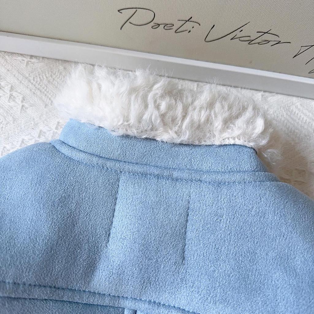 Mädchen Wintermantel im koreanischen Stil: Warmer Fleece-gefütterter Kunstpelz-Einteiler BWB022