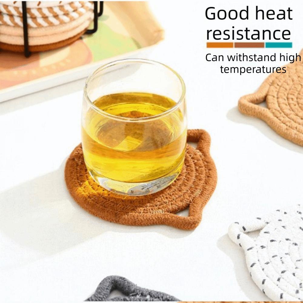 4/8 Pcs Woven Cotton Drink Coasters Non-Slip Base Absorbent Coasters  Kitchen Accessories