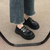 British Style Muffin Platform Shoes Women's 2025 Autumn New One-pedal Loafer Single Shoes Retro with Skirt Small Leather Shoes