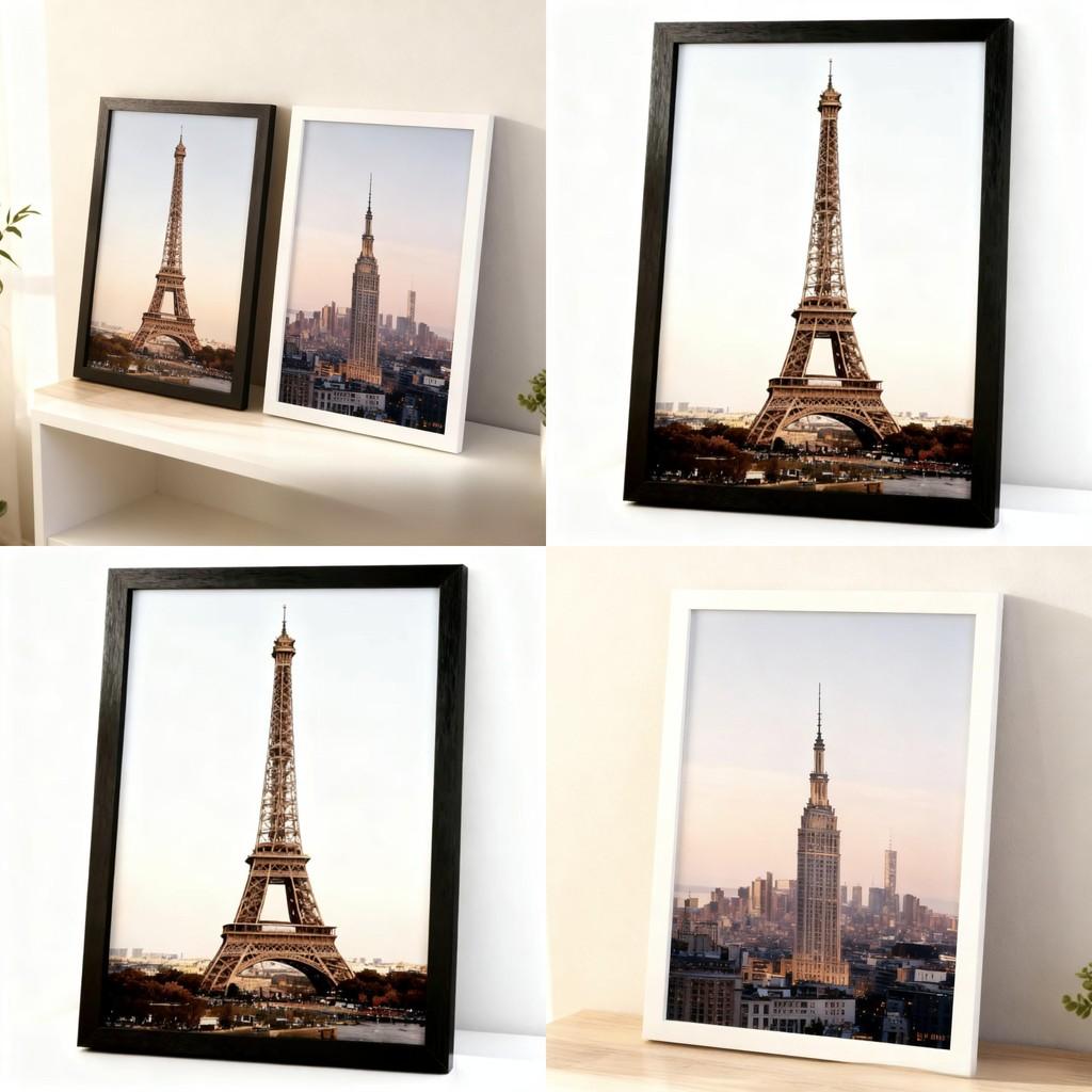 Moderner minimalistischer Fotorahmen mit handgefertigter Holzoberfläche für Wohnzimmerwanddeko