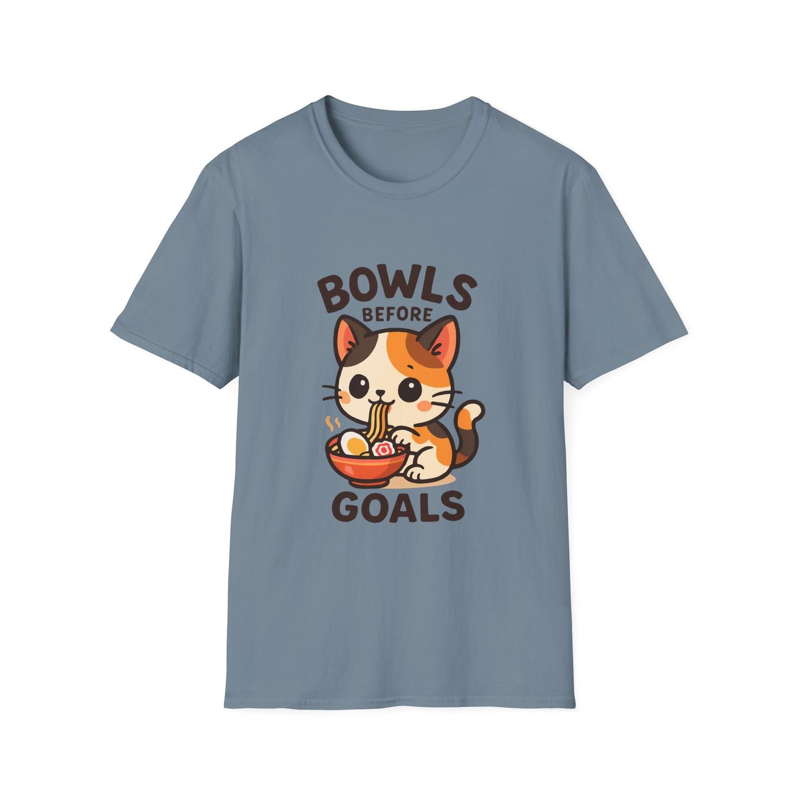 Unisex Softstyle T-Shirt Mens Womens Tees Top Chibi Calico Kitten Slurping Ramen Cute Food Tee 2XL