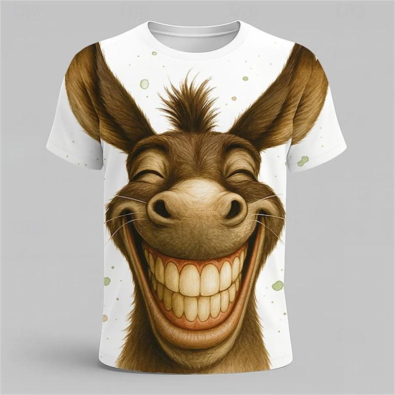 3D Printed Funny Horse Duck T-Shirt For Men Dog Chicken Graphic Tees Summer Casual Round Neck Short Sleeve Top Street Tee Shirts