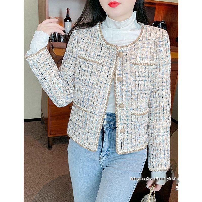 Spring 2025 Petite French Style Tweed Jacket for Women