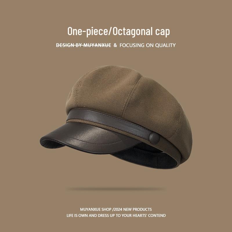 Women's Retro Octagonal Beret: Versatile Autumn/Winter Hat for a Small Face Aesthetic