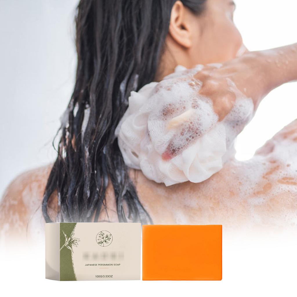 Persimmon Soap Natural Fresh Fragrance Moisturizing Bath Soap Gentle Ingredients Comfortable Cleansing Skin Care 100g