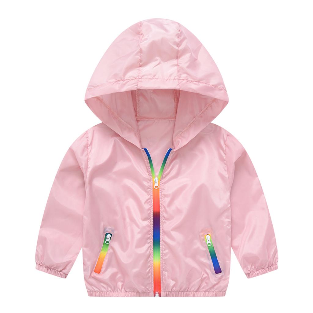 Children's Children's Sunscreen Jacket Boys and Girls Skin Coat Rainbow Hooded Sunscreen Clothing Air Conditioning Shirt