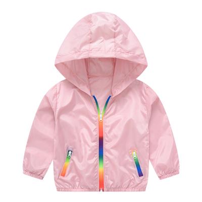 Children's Children's Sunscreen Jacket Boys and Girls Skin Coat Rainbow Hooded Sunscreen Clothing Air Conditioning Shirt