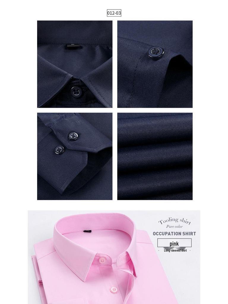 Men's Solid Color Long-Sleeve Business Shirt - Formal Workwear