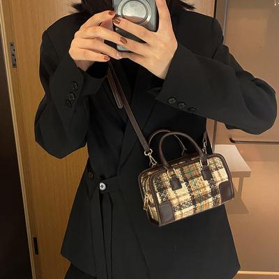 Autumn Winter Retro Textured Tweed Handbag For Women  New Fashion Design Shoulder Bag Elegant Versatile Crossbody Bag