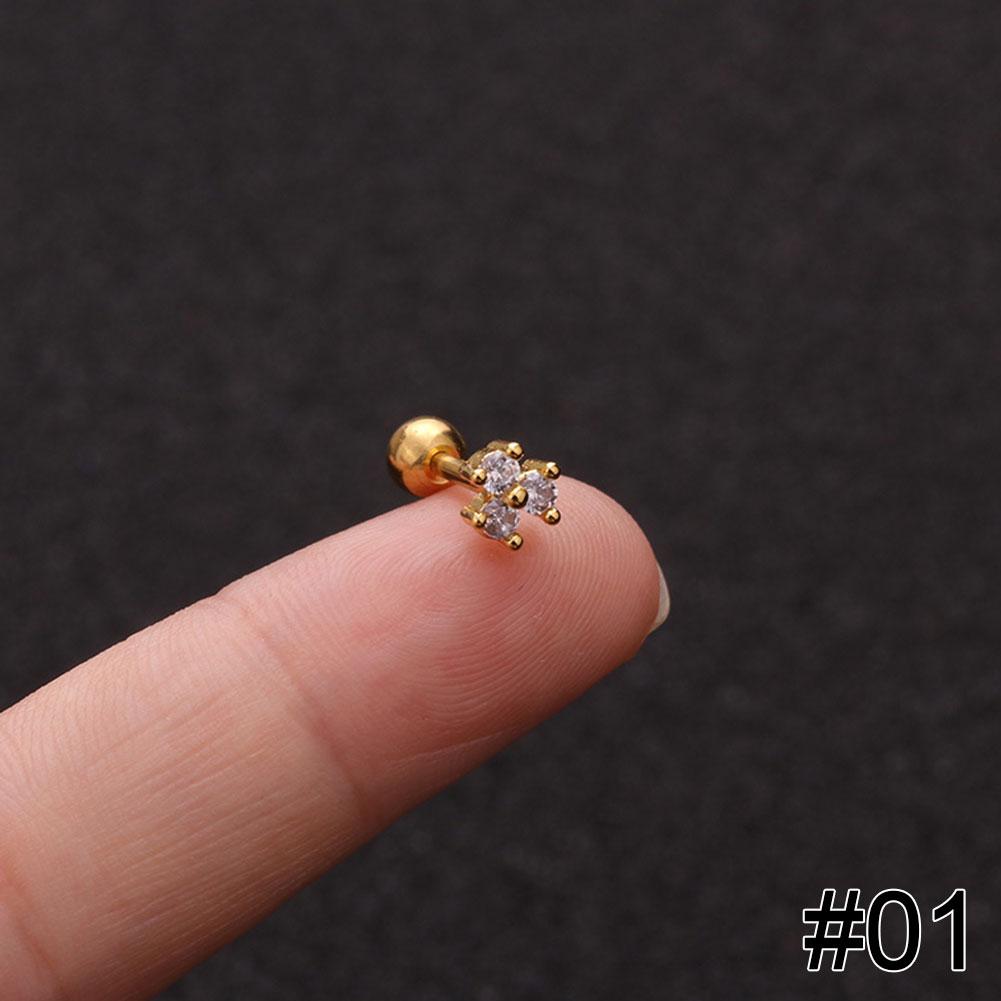 Women Simple Needle Pearl Gold Zircon Crown Stainless Steel Stud Earring Fashion Jewelry Eardrop Earrings