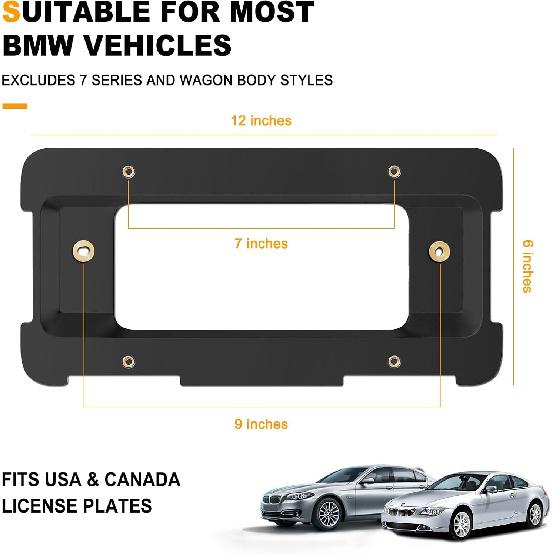 Rear License Plate Holder Bracket For BMW 1/2/ 3/5 / 6/ X Series, 328I 323I 528I M3, Mini Cooper, Bumper Trunk Car Tag Frame With Screws, Replace