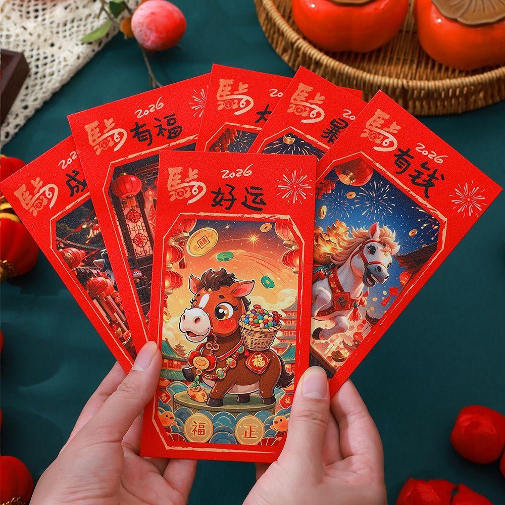 Cartoon New Year Red Envelopes 2026 Horse Year Thickened Money Bag Chinese Style Traditional Hongbao Lunar Year Gift