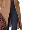 Wool Coat Slim Fit Solid Color Autumn Winter Turn-Down Collar Women Overcoat