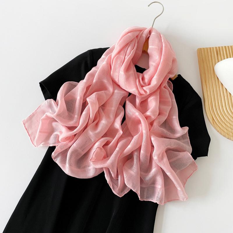 Solid Color Scarf for Women  European and American Headscarf  Spring and Summer Black Medium-length Scarf  Long Shawl